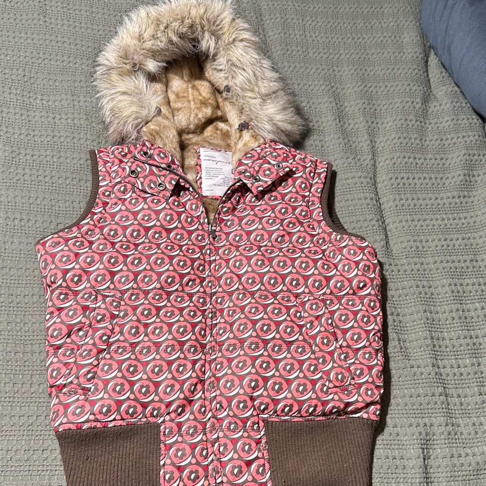 Aeropostale Pink and Brown Patterned Vest